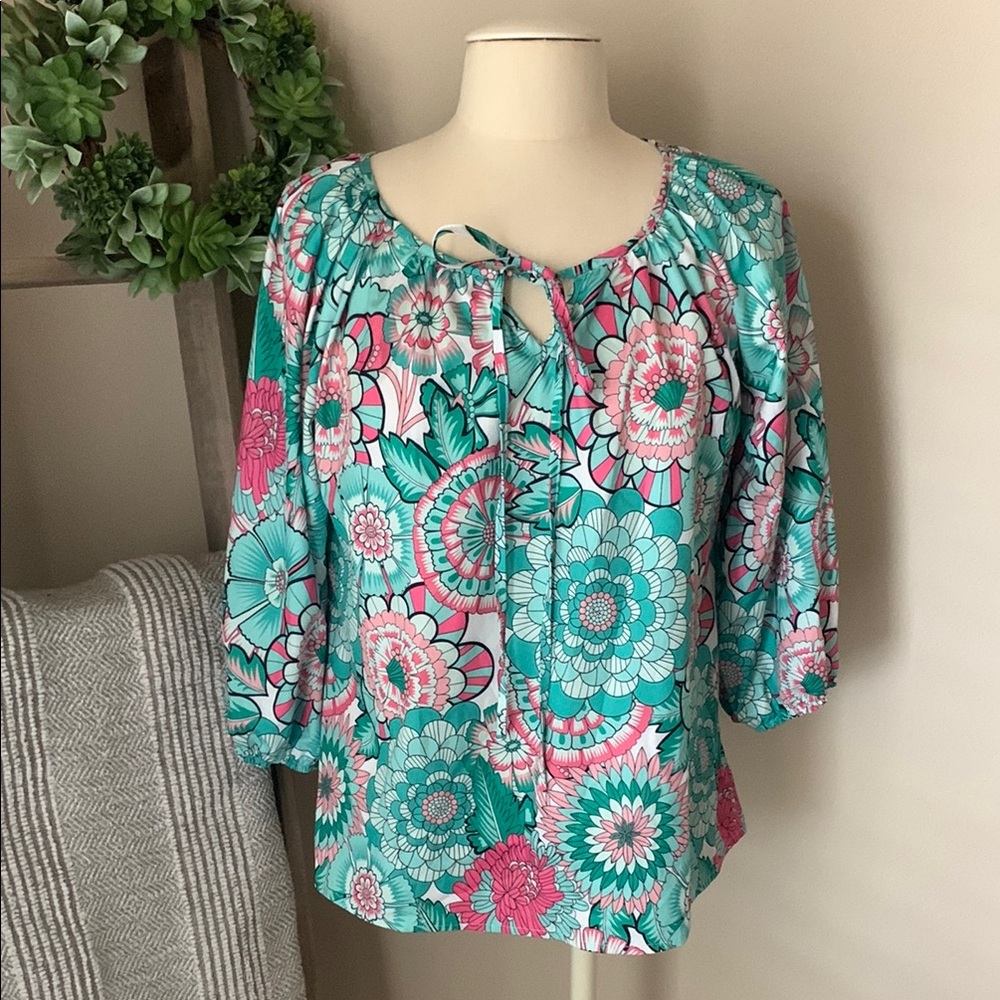 SHEIN colorful quarter sleeve blouse